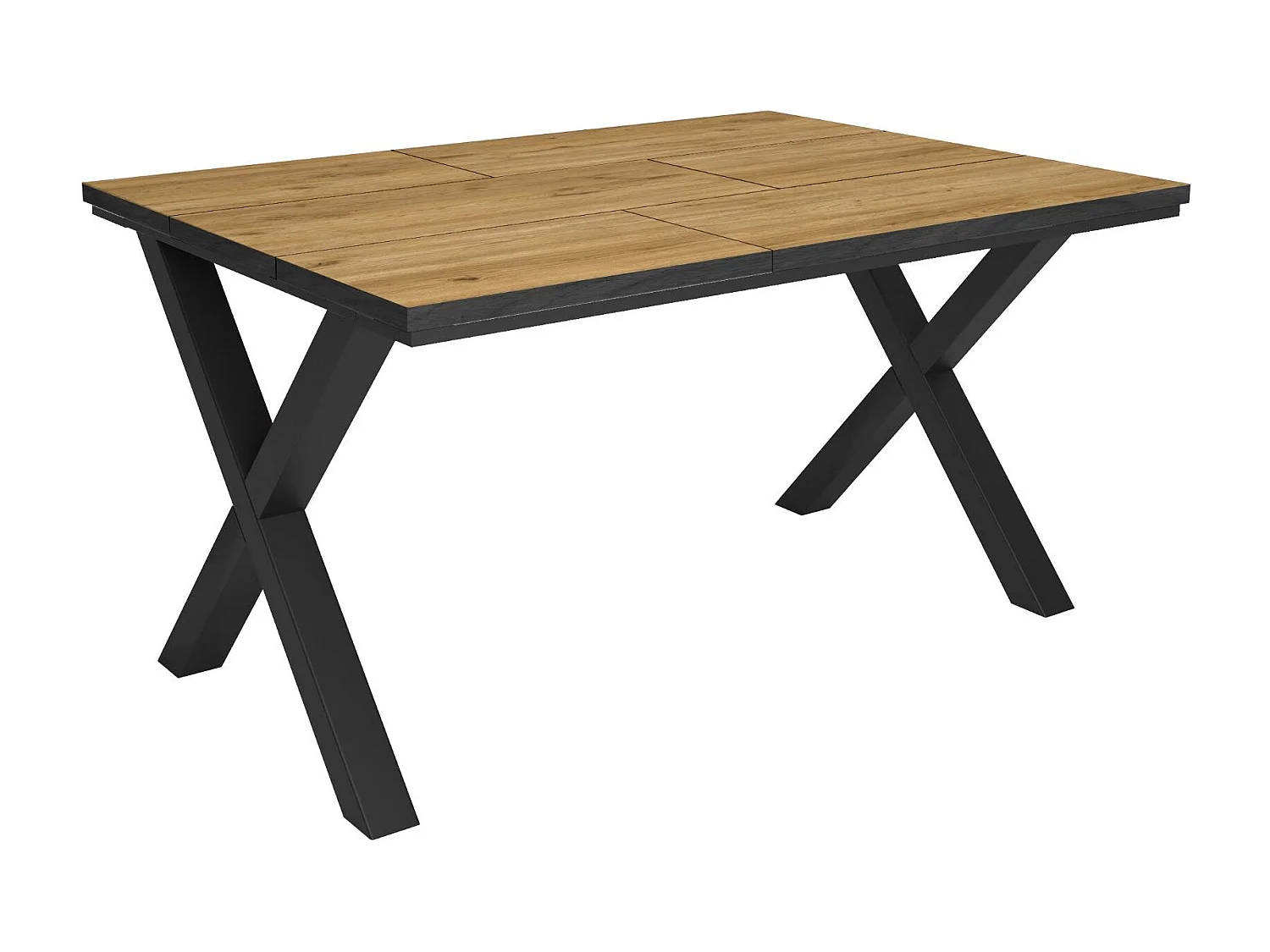 Table à manger, 140x90x74 cm, Pour 6 personnes, Meubles de Salon, Chêne et noir