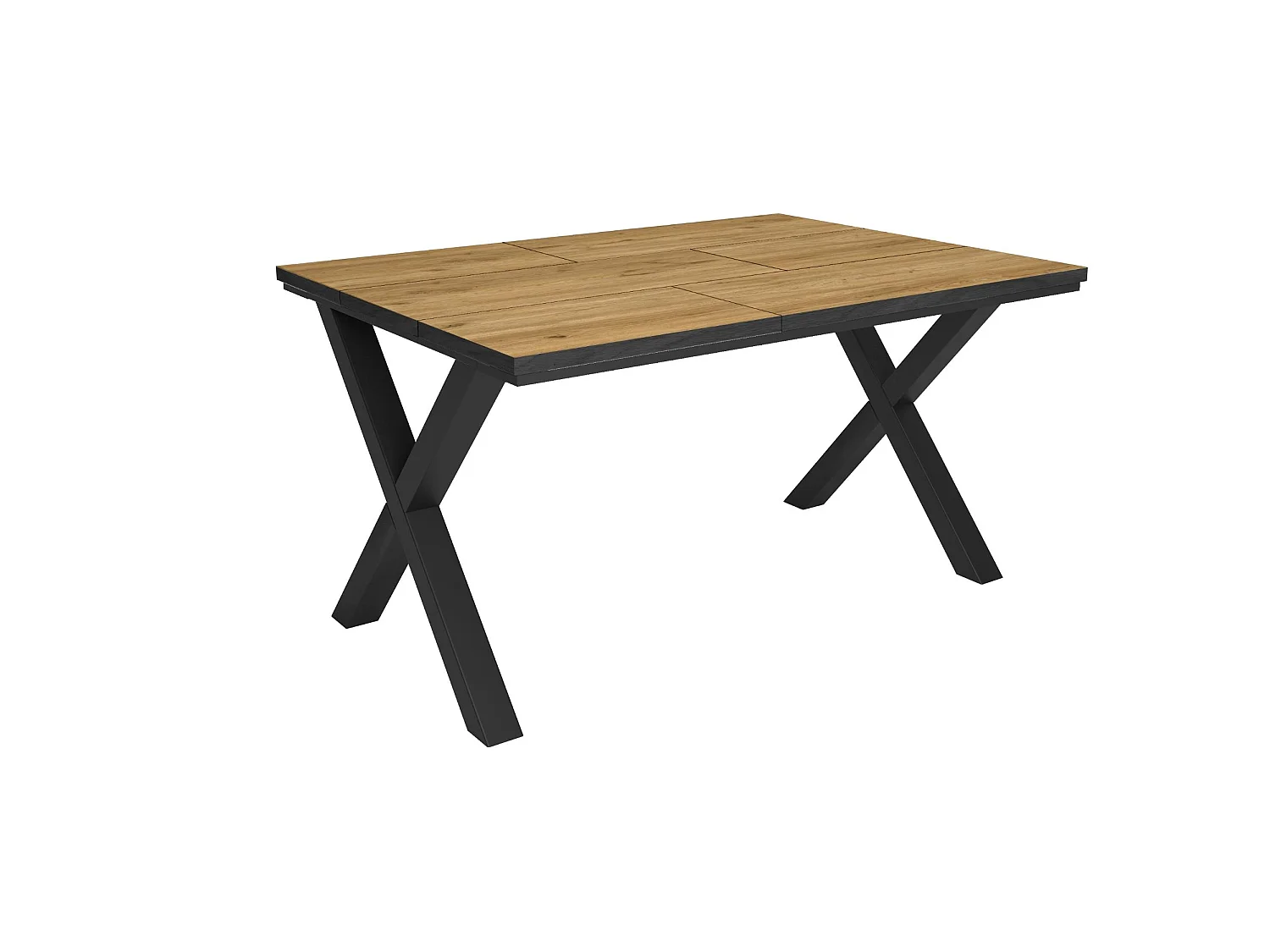 Table à manger, 140x90x74cm, Pour 6 personnes, Meubles de Salon, Chêne et noir