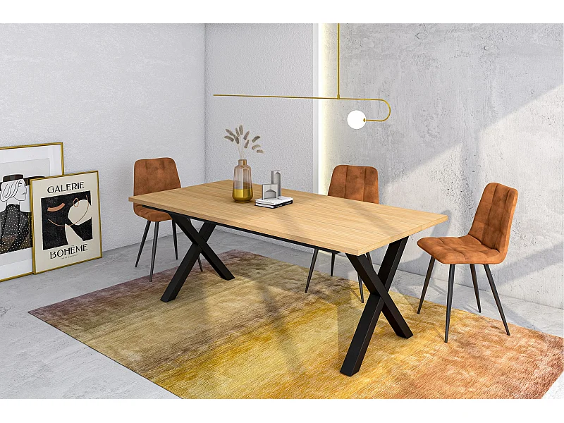 Mesa Sala de Jantar, 194x90x74cm, Para 10 pessoas, Móveis Sala Jantar, Carvalho soft