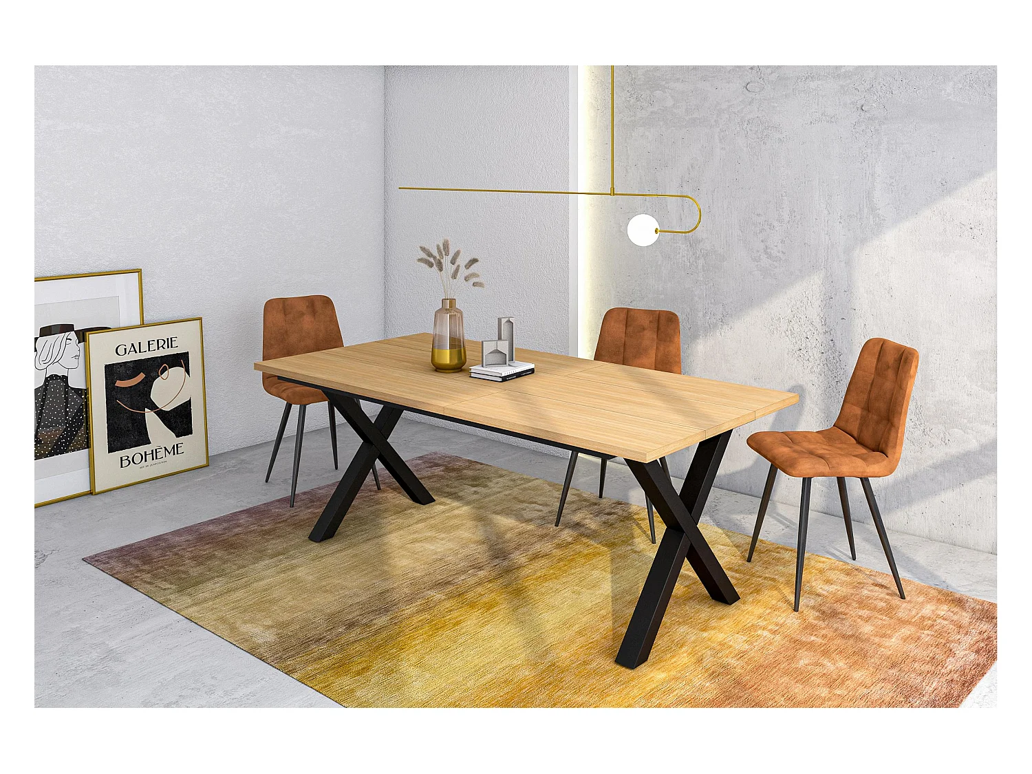 Table à manger, 194x90x74 cm, Pour 10 personnes, Meubles de Salon, Chêne soft