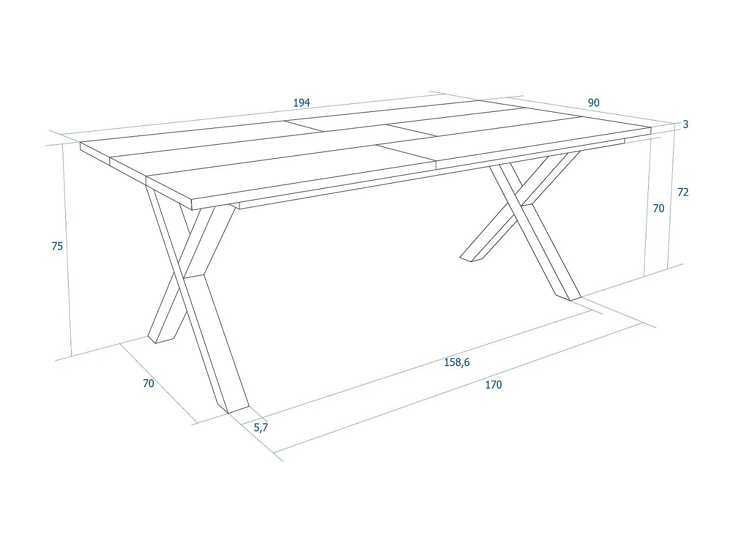 Table à manger, 194x90x74 cm, Pour 10 personnes, Meubles de Salon, Chêne soft