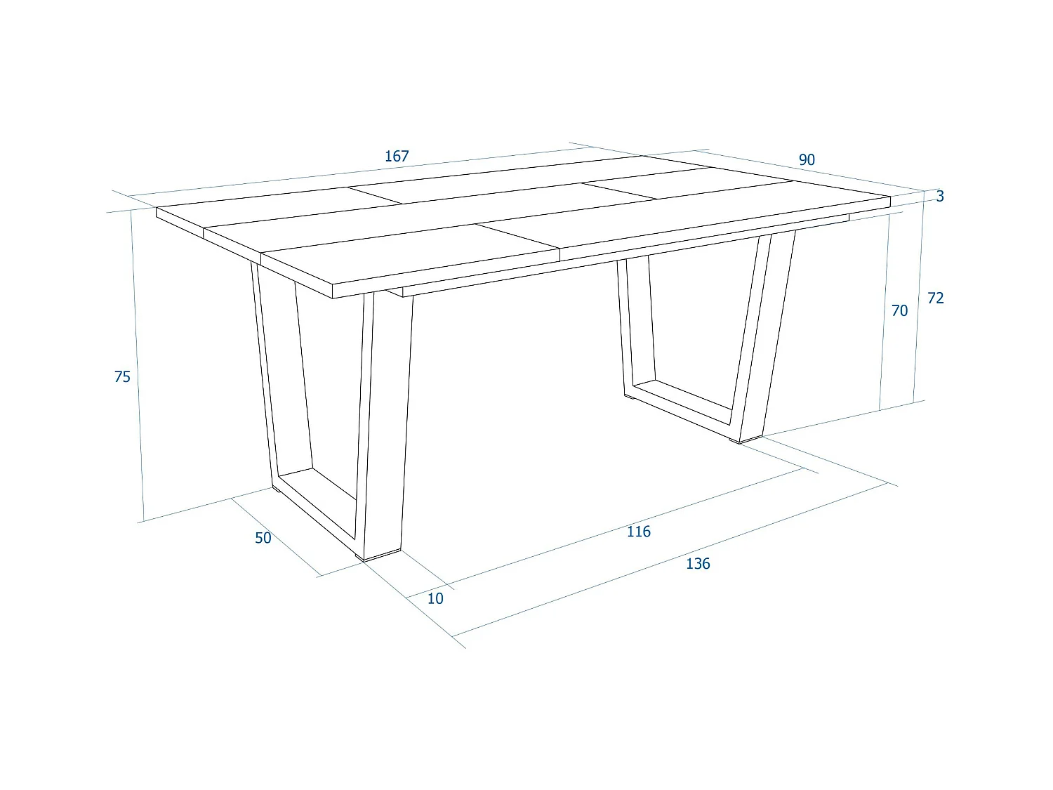Table à manger, 167x90x74 cm, Pour 8 personnes, Meubles de Salon, Chêne et noir
