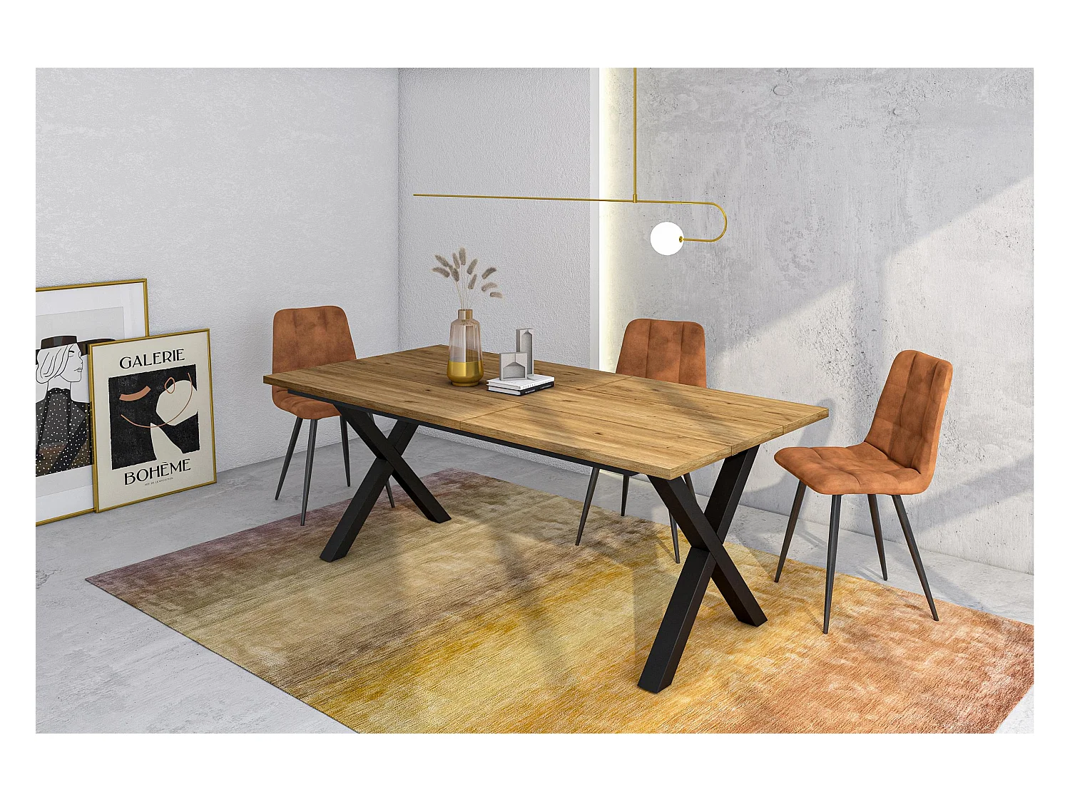 Table à manger, 194x90x74 cm, Pour 10 personnes, Meubles de Salon, Chêne