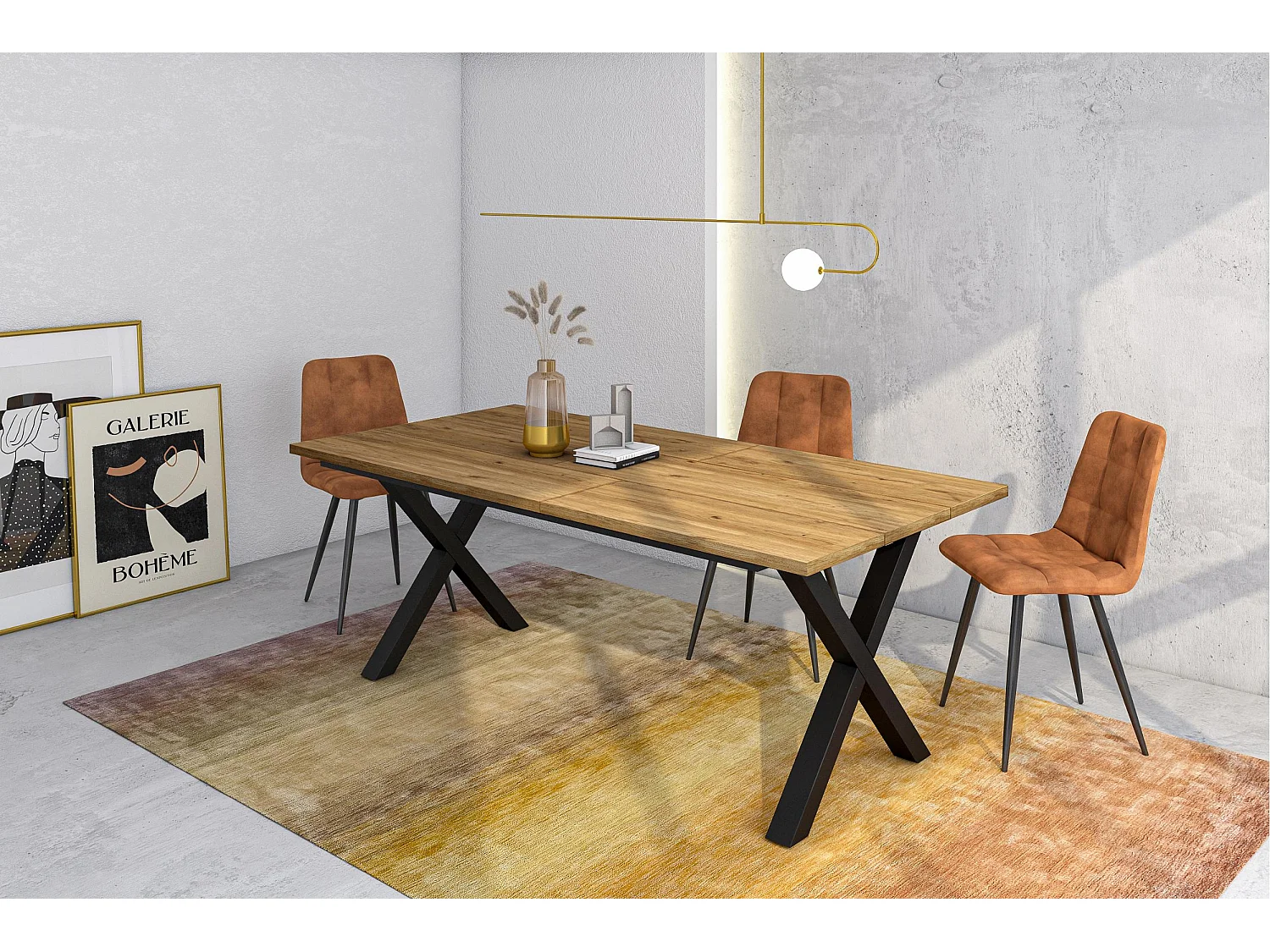Tavolo da Pranzo, 194x90x74cm, Per 10 persone, Tavolo Cucina, Rovere