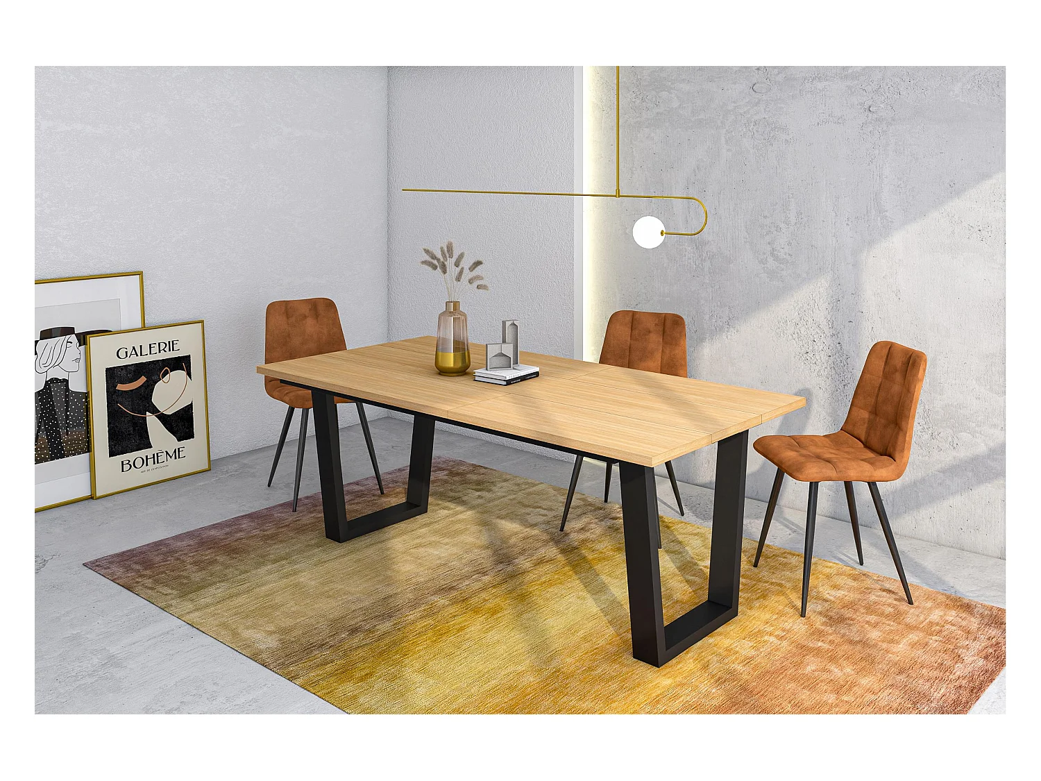 Table à manger, 194x90x74 cm, Pour 10 personnes, Meubles de Salon, Chêne soft