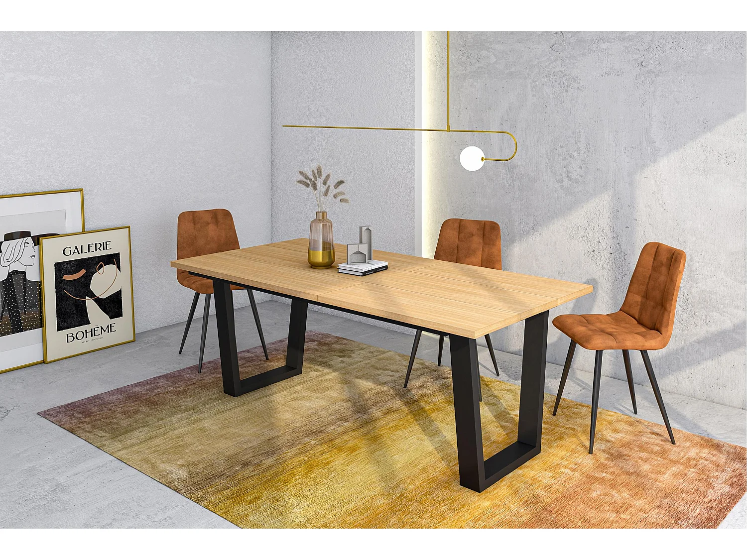 Table à manger, 194x90x74 cm, Pour 10 personnes, Meubles de Salon, Chêne soft