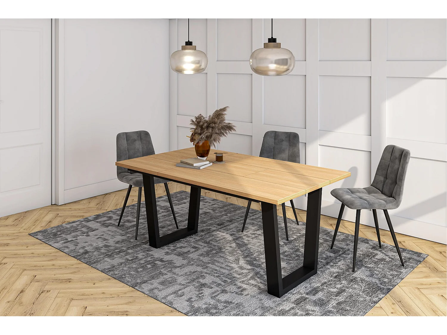 Table à manger, 167x90x74 cm, Pour 8 personnes, Meubles de Salon, Chêne soft