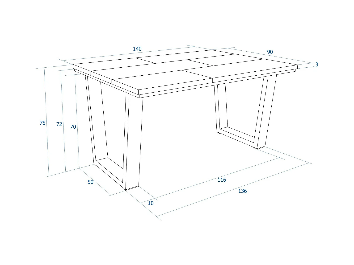 Table à manger, 140x90x74 cm, Pour 6 personnes, Meubles de Salon, Chêne et noir