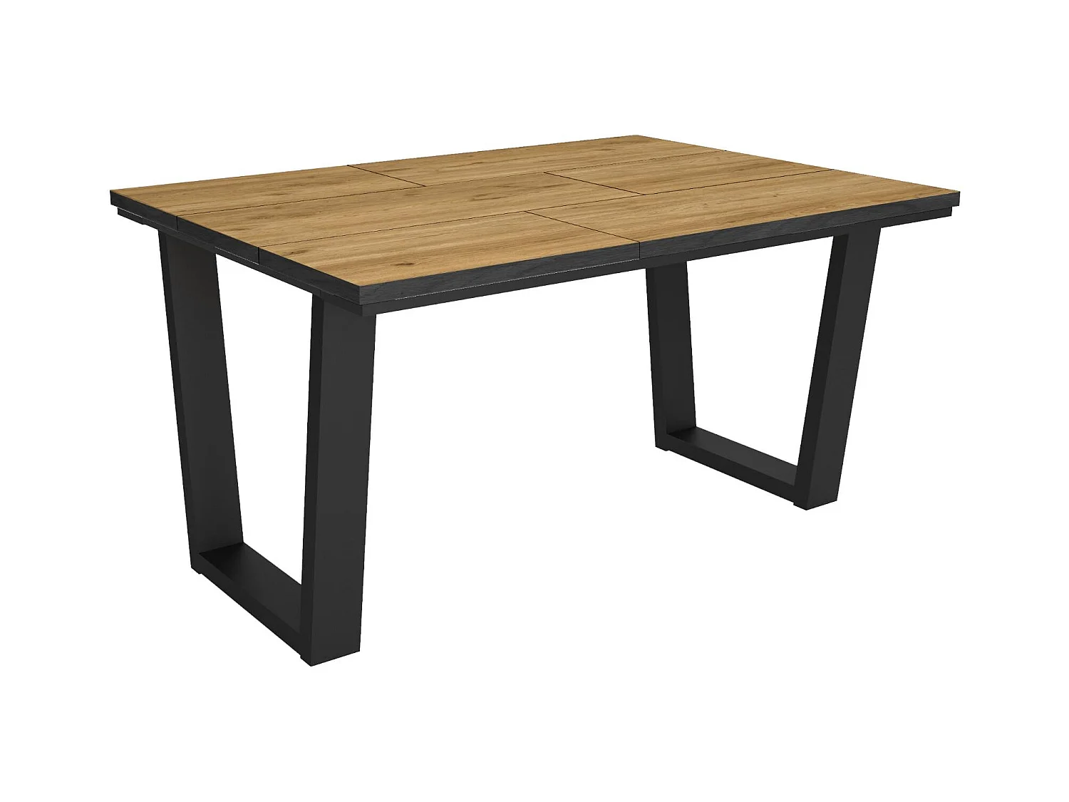 Table à manger, 140x90x74 cm, Pour 6 personnes, Meubles de Salon, Chêne et noir