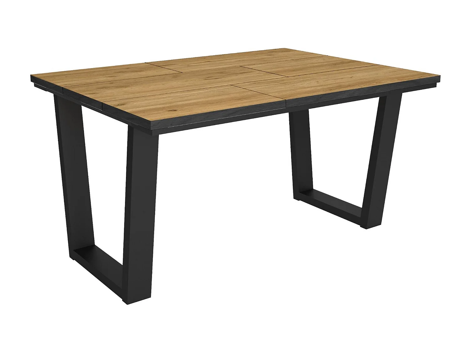 Table à manger, 140x90x74 cm, Pour 6 personnes, Meubles de Salon, Chêne et noir