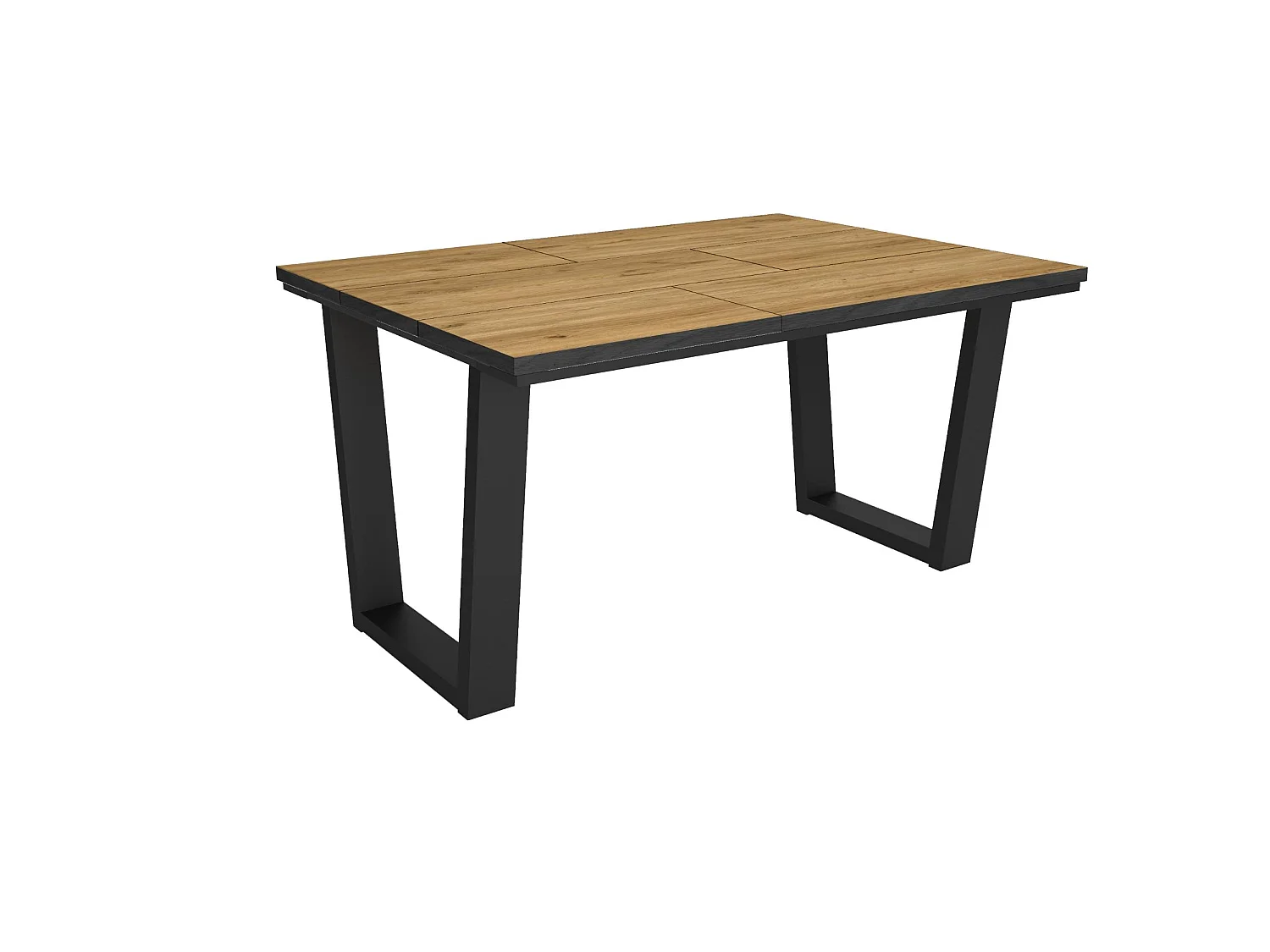 Tavolo da Pranzo, 140x90x74cm, Per 6 persone, Tavolo Cucina, Rovere e nero