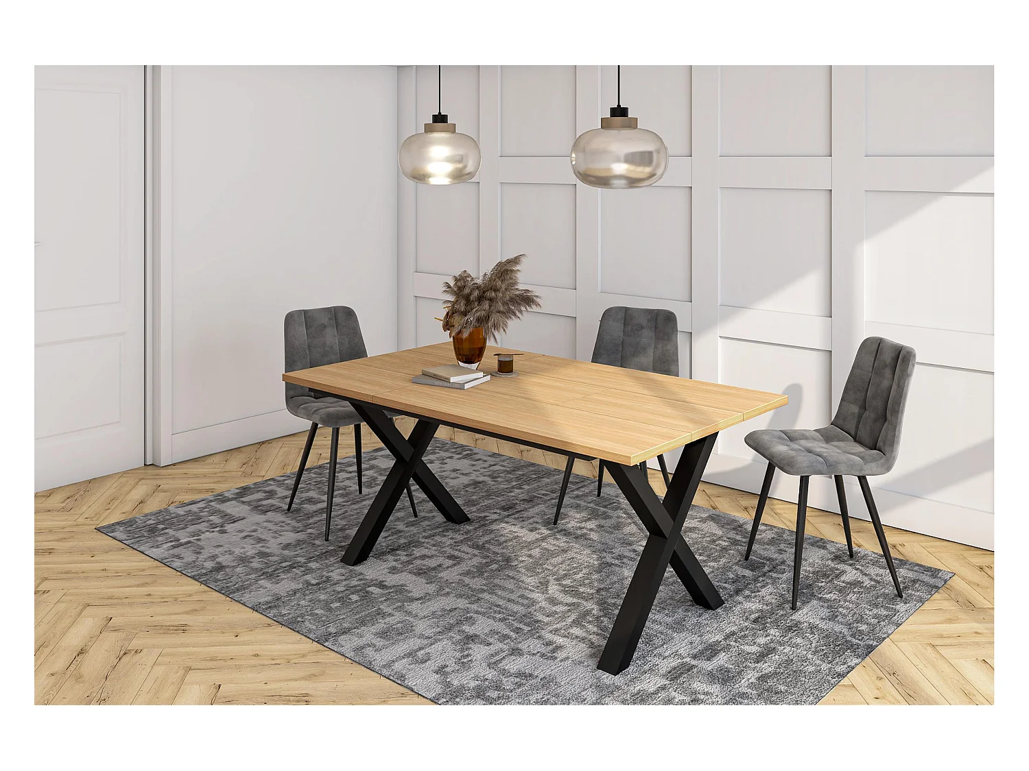 Table à manger, 167x90x74 cm, Pour 8 personnes, Meubles de Salon, Chêne soft