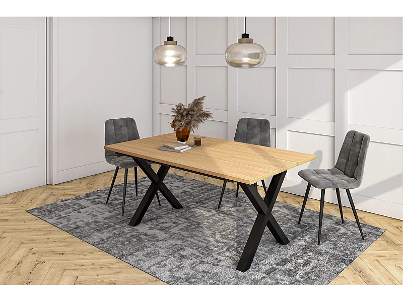 Table à manger, 167x90x74 cm, Pour 8 personnes, Meubles de Salon, Chêne soft