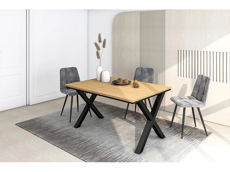 Mesa Sala de Jantar, 140x90x74cm, Para 6 pessoas, Móveis Sala Jantar, Carvalho soft