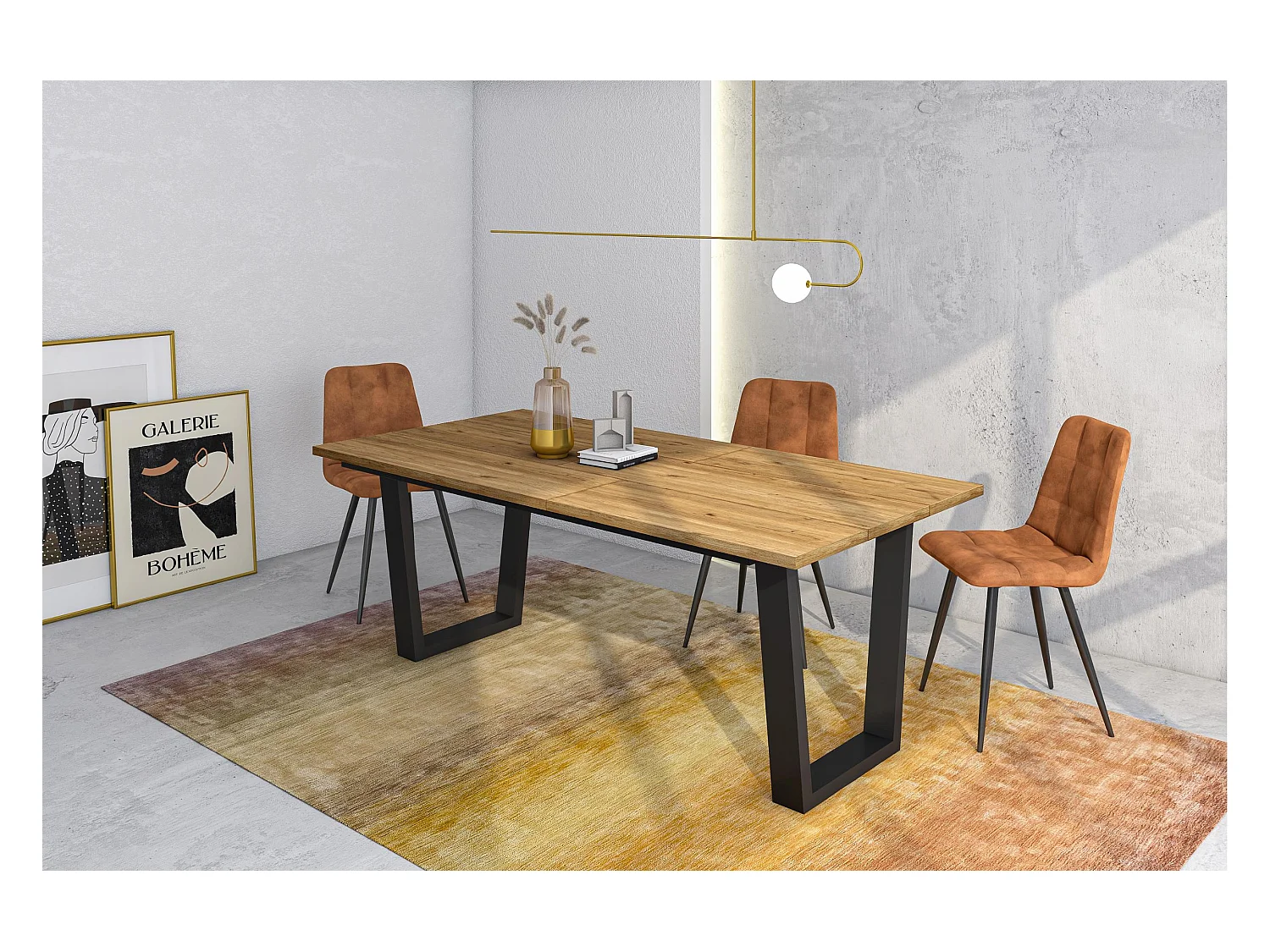 Table à manger, 194x90x74 cm, Pour 10 personnes, Meubles de Salon, Chêne