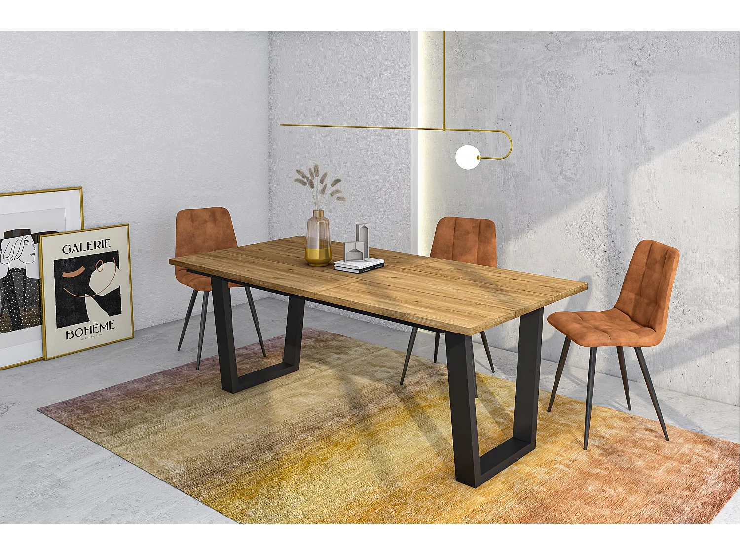 Tavolo da Pranzo, 194x90x74cm, Per 10 persone, Tavolo Cucina, Rovere