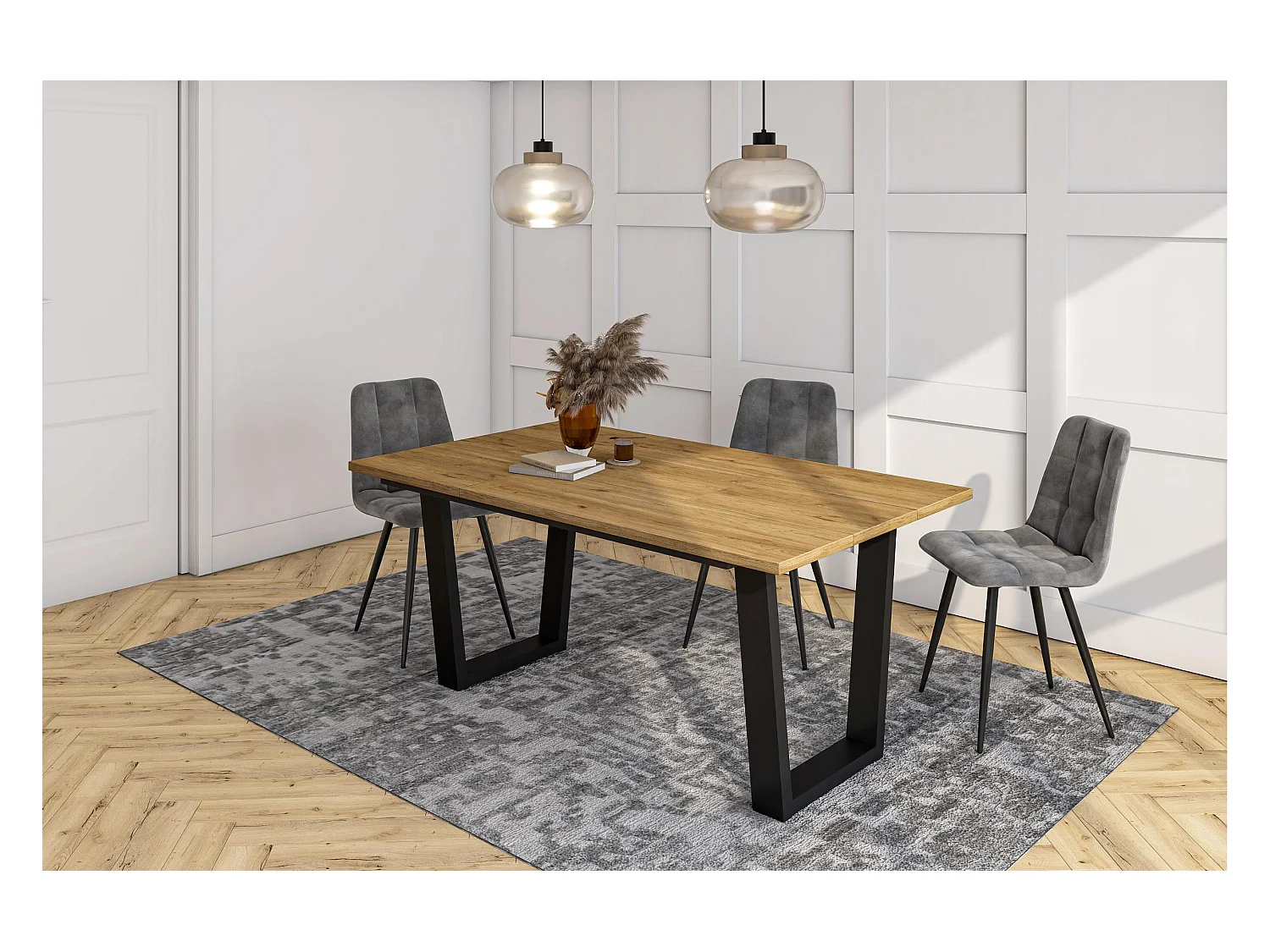 Table à manger, 167x90x74 cm, Pour 8 personnes, Meubles de Salon, Chêne