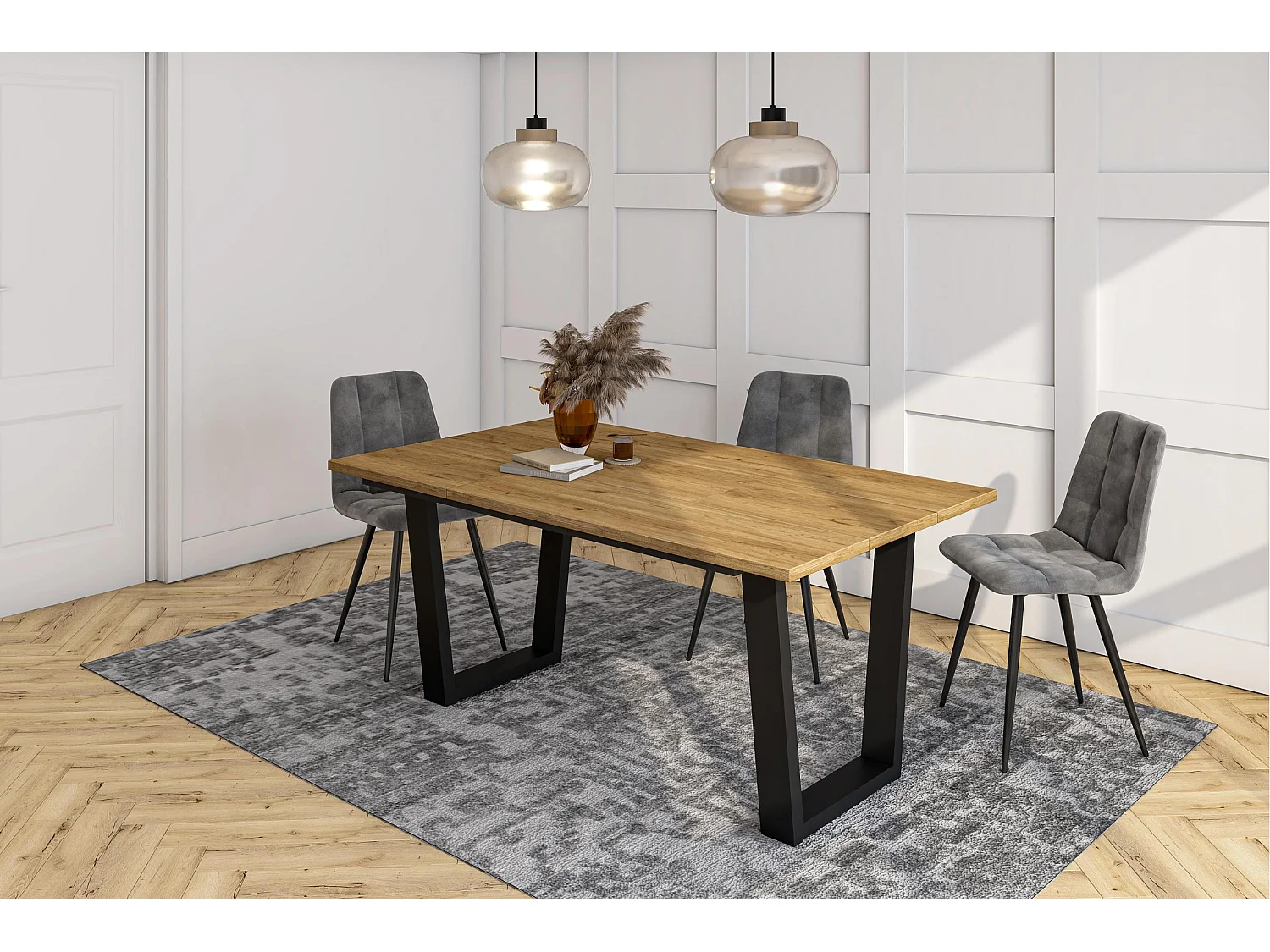 Table à manger, 167x90x74cm, Pour 8 personnes, Meubles de Salon, Chêne