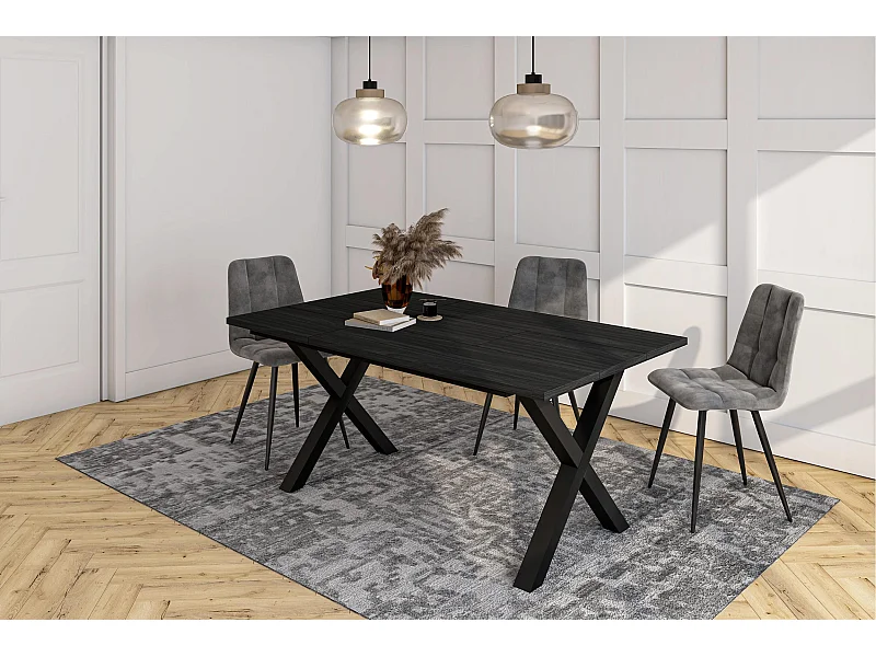 Esszimmertisch, 167x90x74 cm, Für 8 Gäste, Stubentisch, Schwarz