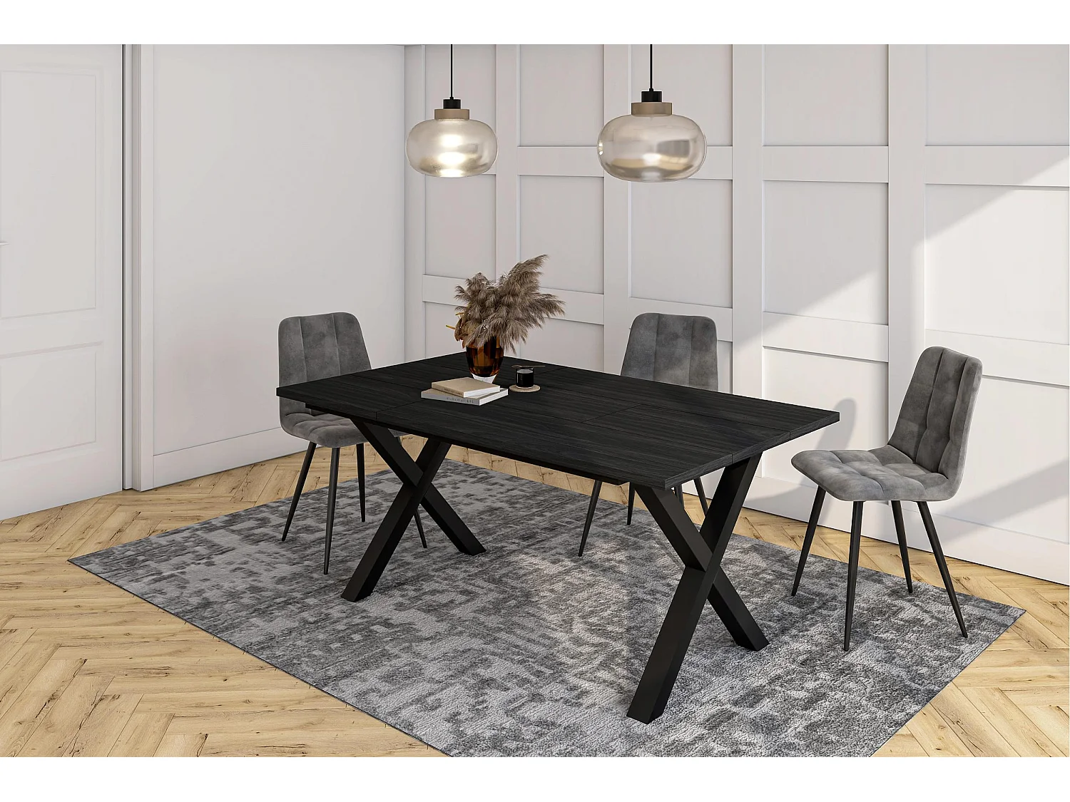 Mesa Sala de Jantar, 167x90x74cm, Para 8 pessoas, Móveis Sala Jantar, Preto