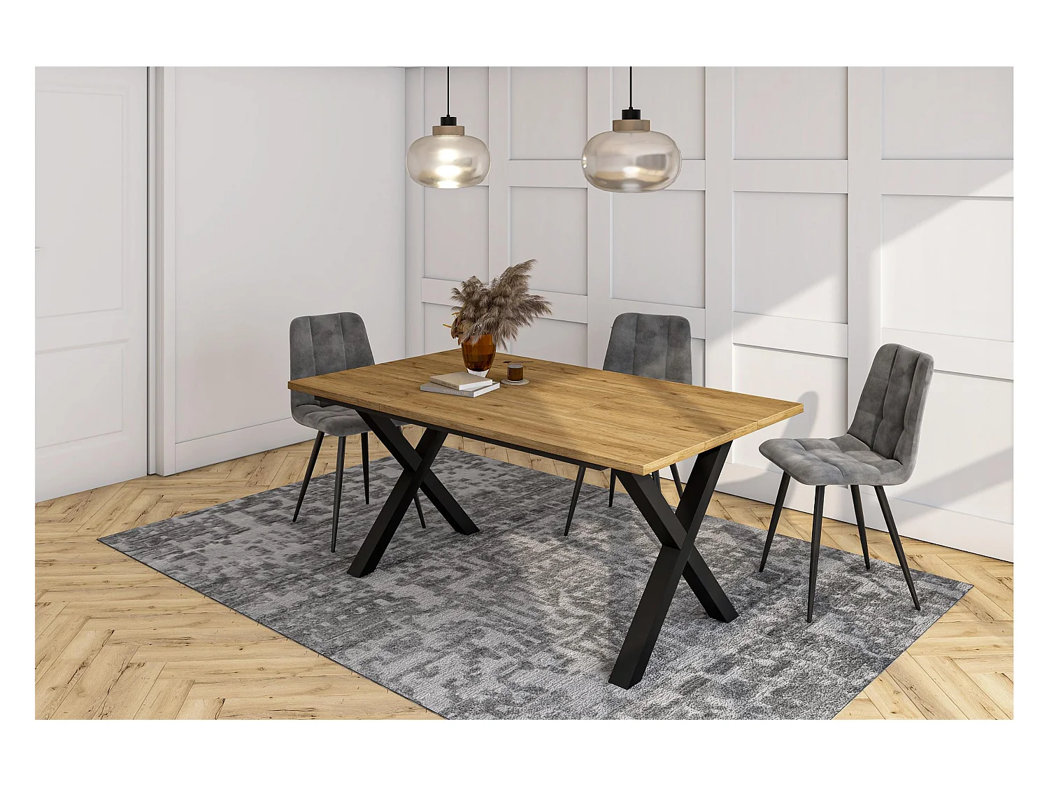 Table à manger, 167x90x74 cm, Pour 8 personnes, Meubles de Salon, Chêne