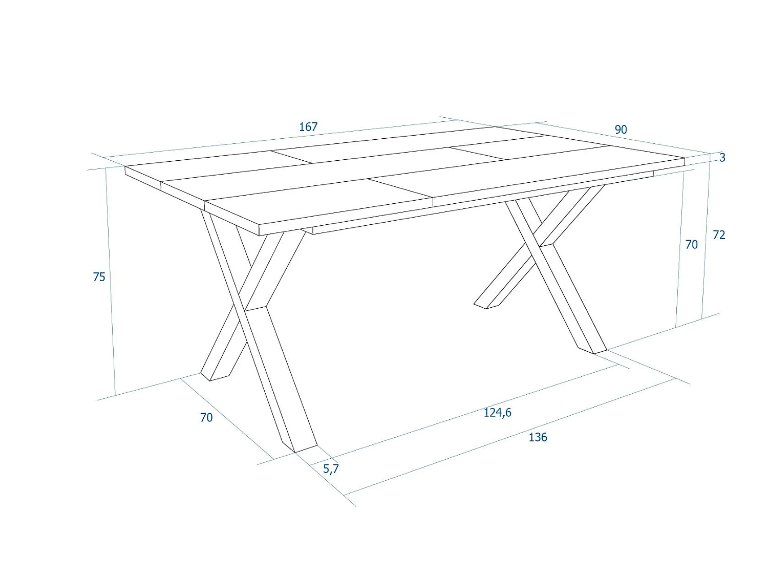 Eettafel, 167x90x74cm, Voor 8 personen, Dining Table, Eiken