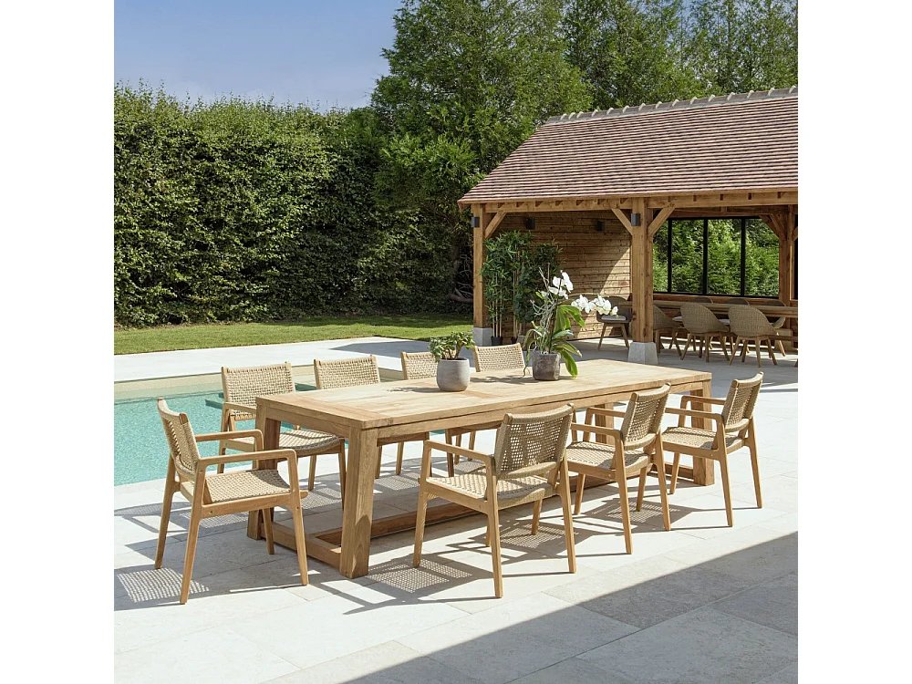 VALERIA - Ensemble de jardin en bois de teck recyclé rotin 8/10 pers.