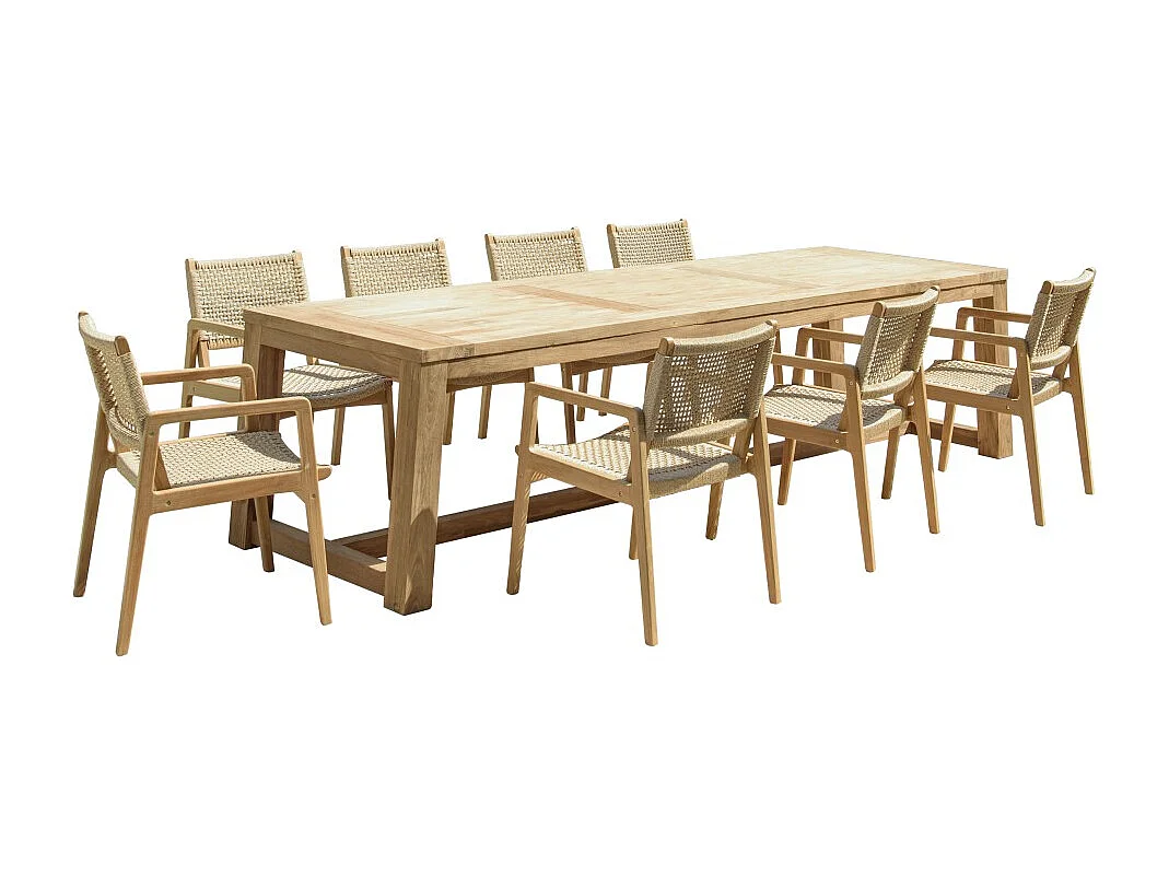 VALERIA - Ensemble de jardin en bois de teck recyclé rotin 8/10 pers.