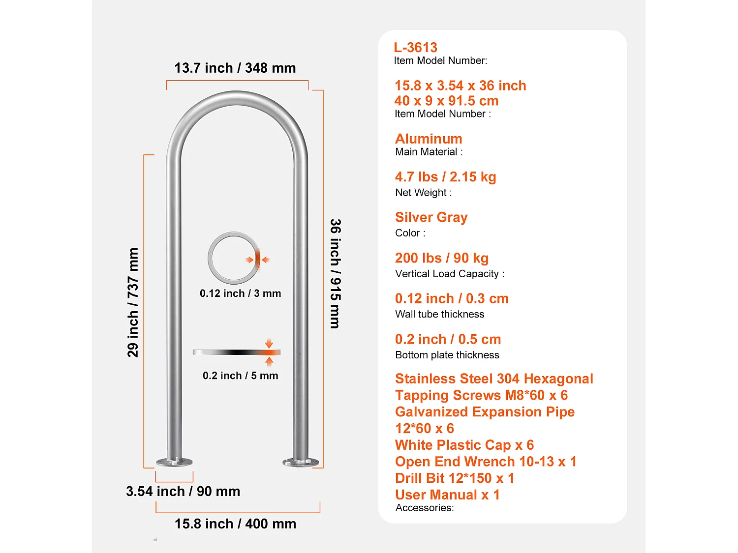Rampe de Piscine SucceBuy 91.44 x 33.02 cm en Aluminium pour Intérieur/Extérieur