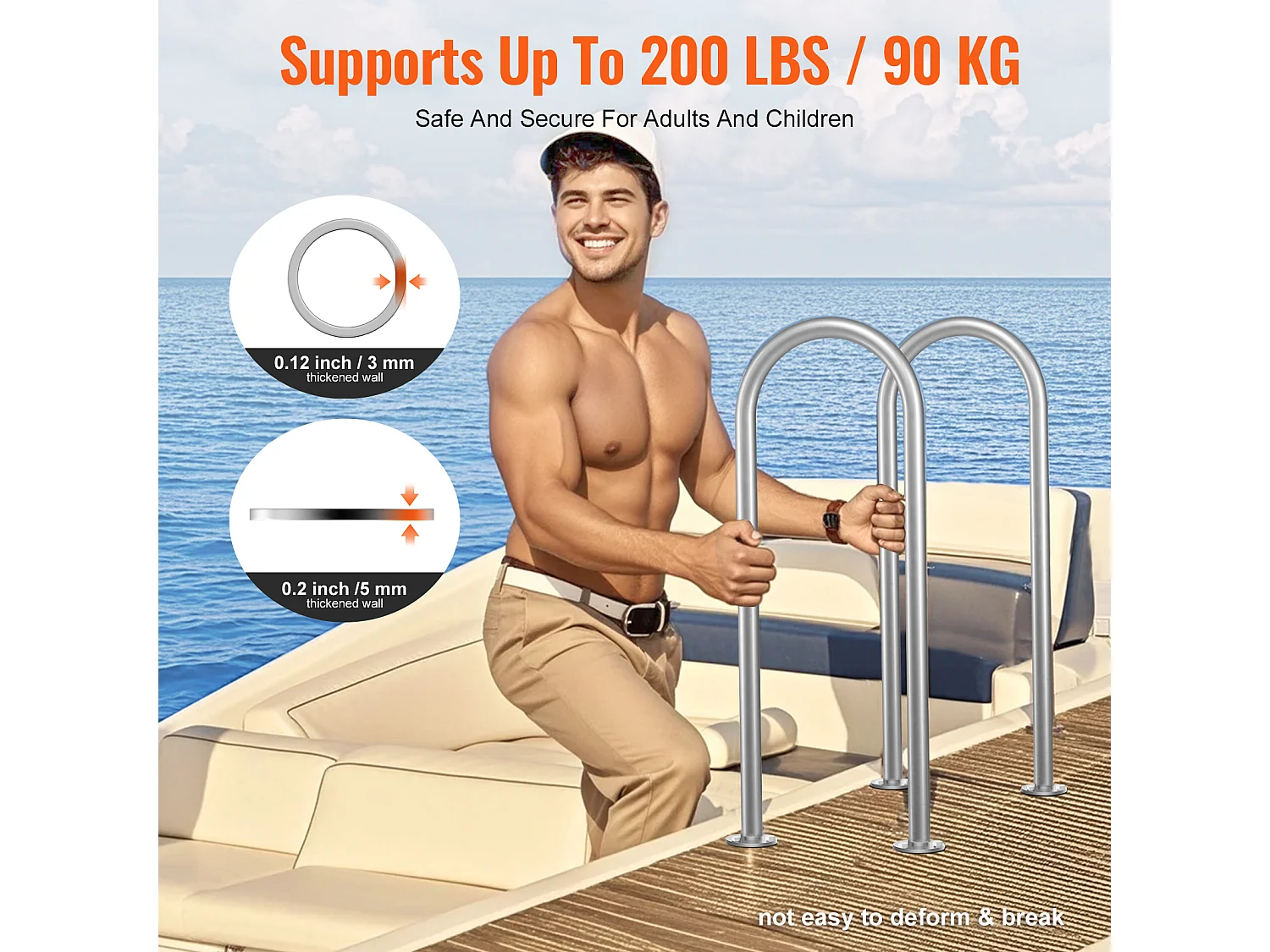 Rampe de Piscine SucceBuy 91.44 x 33.02 cm en Aluminium pour Intérieur/Extérieur