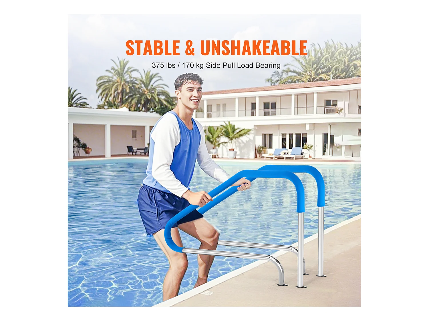 Rampe de Piscine SucceBuy 116.84 x 93.98 cm en Acier Inoxydable Préfabriquée pour Intérieur/Extérieur