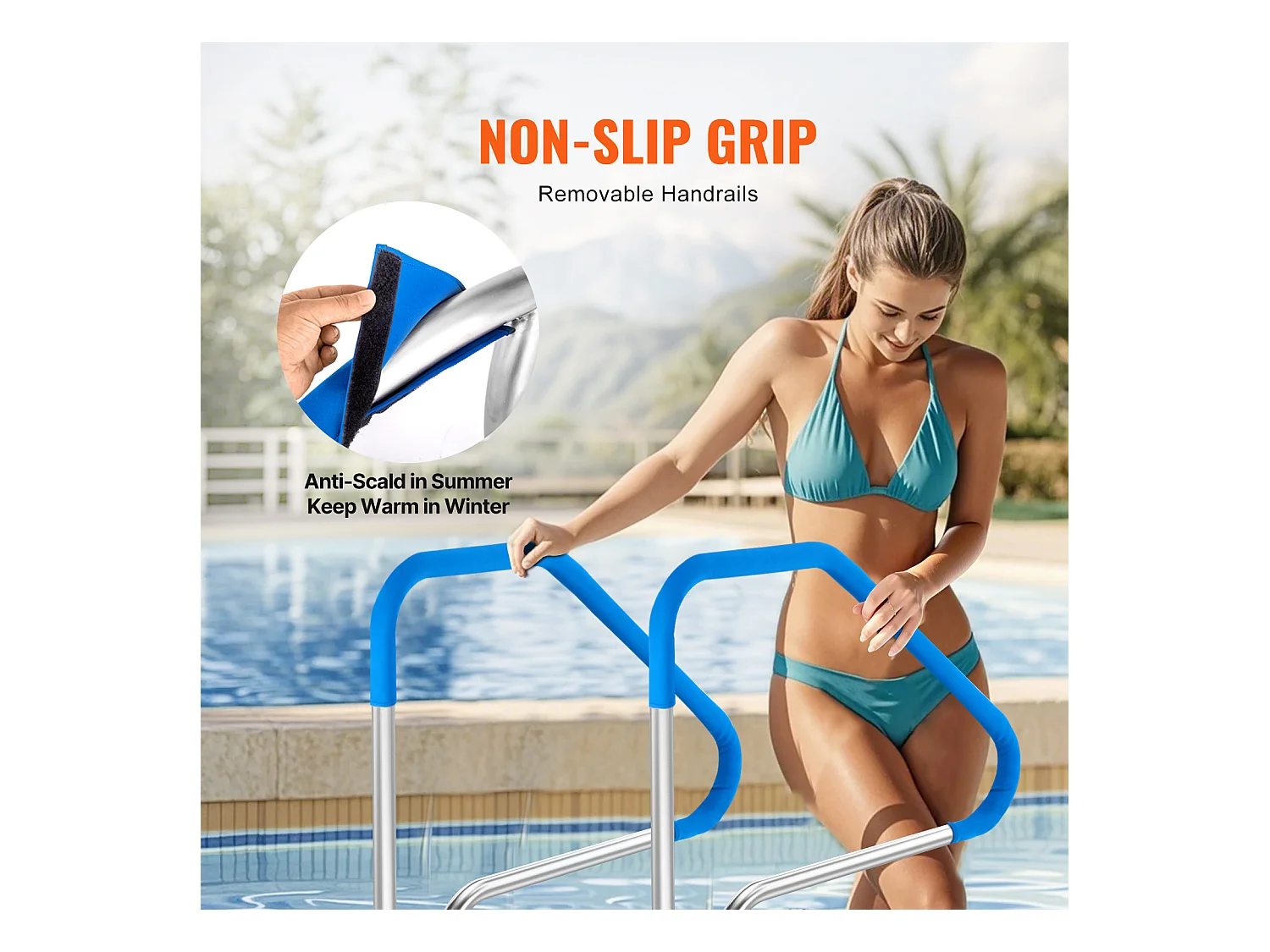 Rampe de Piscine SucceBuy 116.84 x 93.98 cm en Acier Inoxydable Préfabriquée pour Intérieur/Extérieur