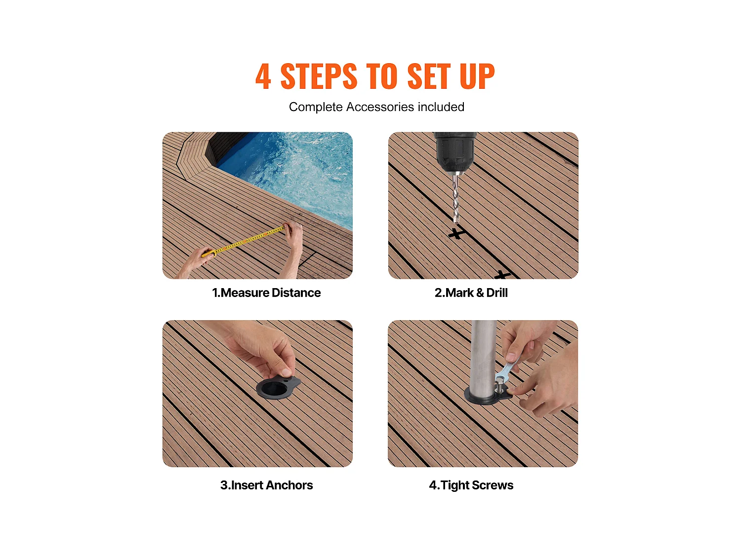 Rampe de Piscine SucceBuy 116.84 x 93.98 cm en Acier Inoxydable Préfabriquée pour Intérieur/Extérieur