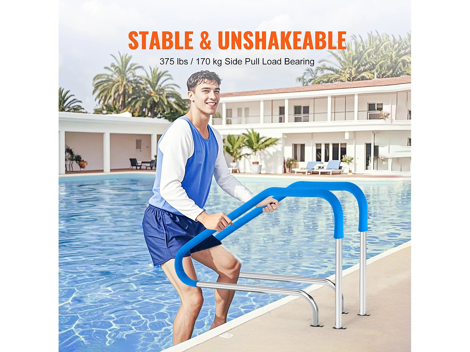 Rampe de Piscine SucceBuy 116.84 x 93.98 cm en Acier Inoxydable Préfabriquée pour Intérieur/Extérieur