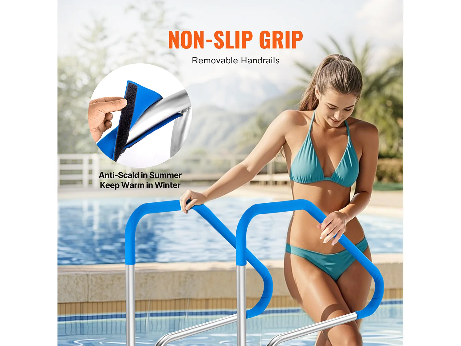 Rampe de Piscine SucceBuy 116.84 x 93.98 cm en Acier Inoxydable Préfabriquée pour Intérieur/Extérieur