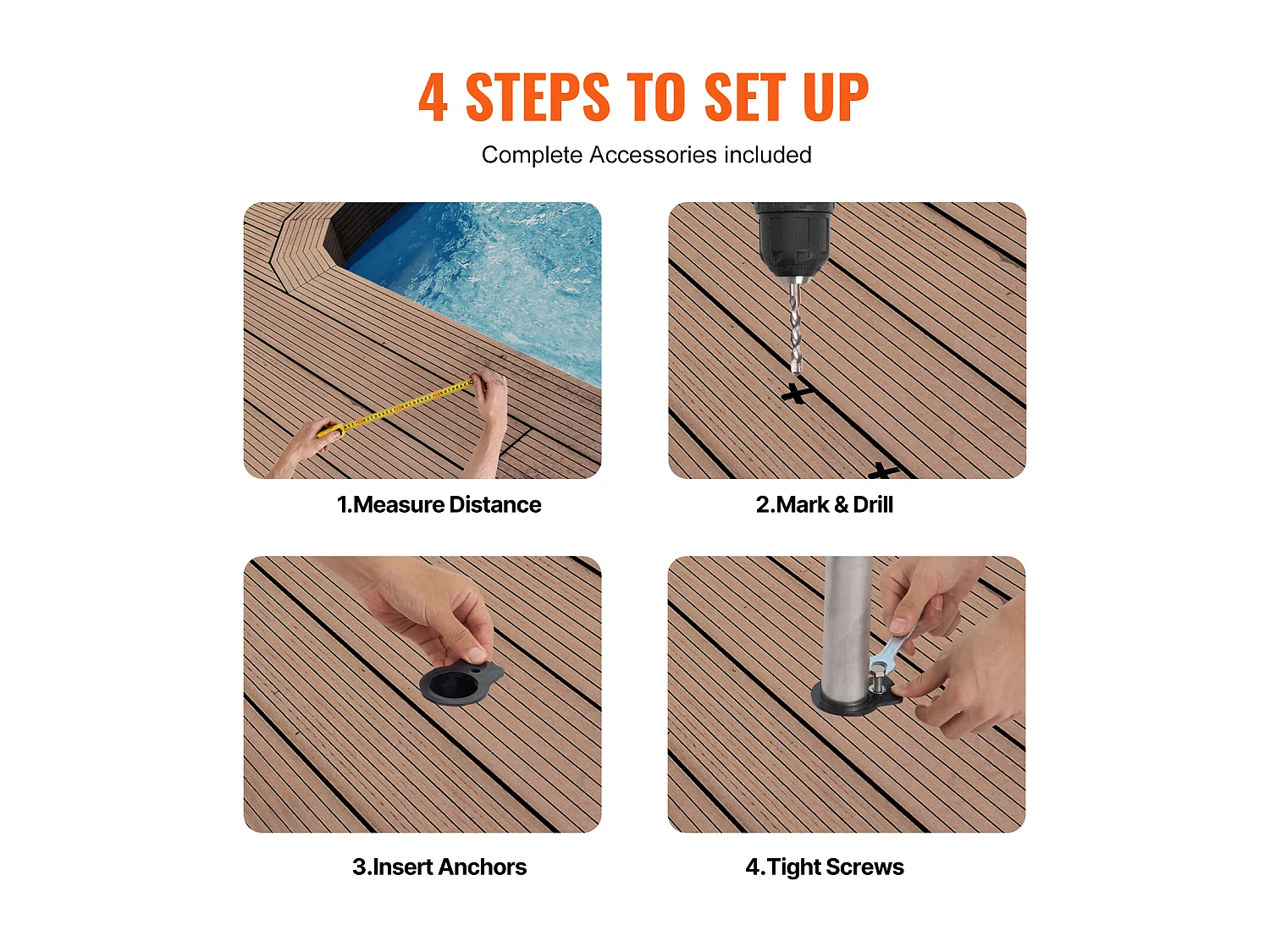 Rampe de Piscine SucceBuy 116.84 x 93.98 cm en Acier Inoxydable Préfabriquée pour Intérieur/Extérieur