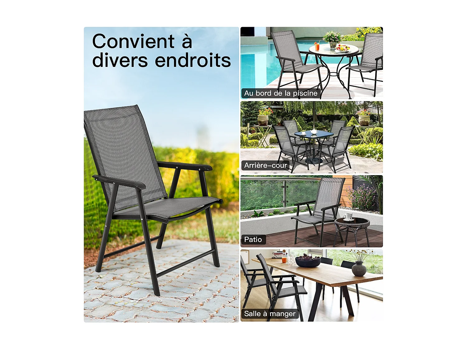 Lot de 2 chaises métal argentée 68 x 59 x 93 cm 20_0000735