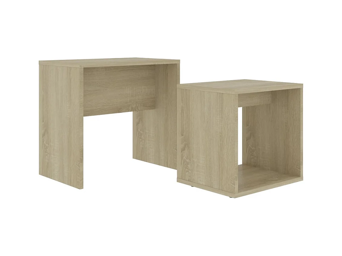 Ensemble de deux table bois beige 48 x 30 x 45 cm DEC031248