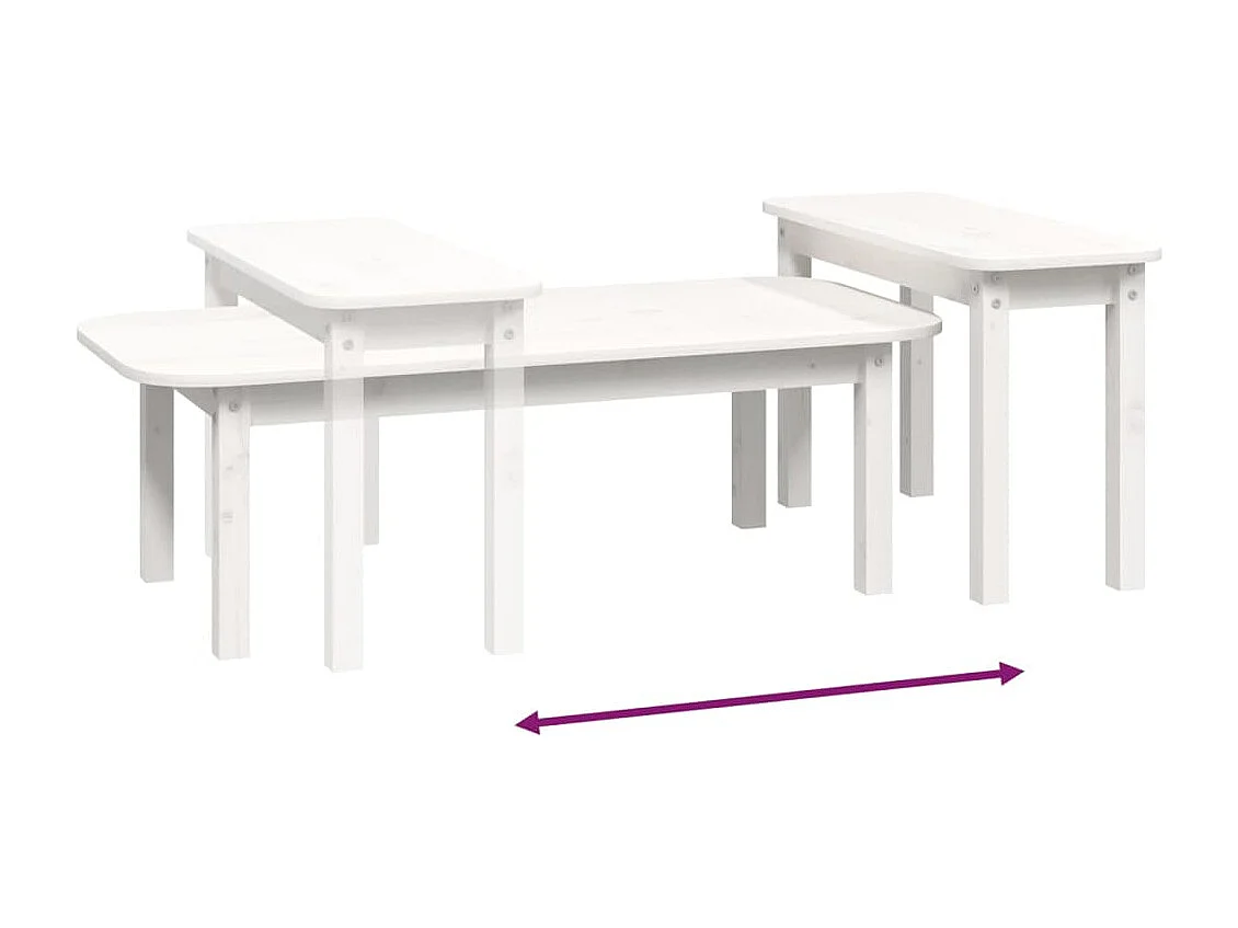 Ensemble de deux tables bois blanche 110 x 50 x 35 cm DEC031259