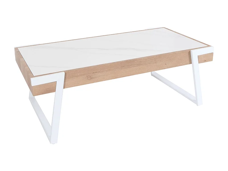 Table basse table de bois blanche 75 x 18 x 130 cm 04_0008446