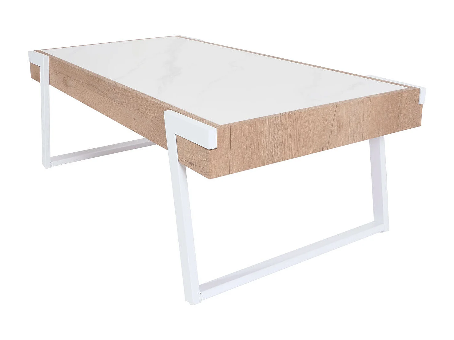 Table basse table de bois blanche 75 x 18 x 130 cm 04_0008446