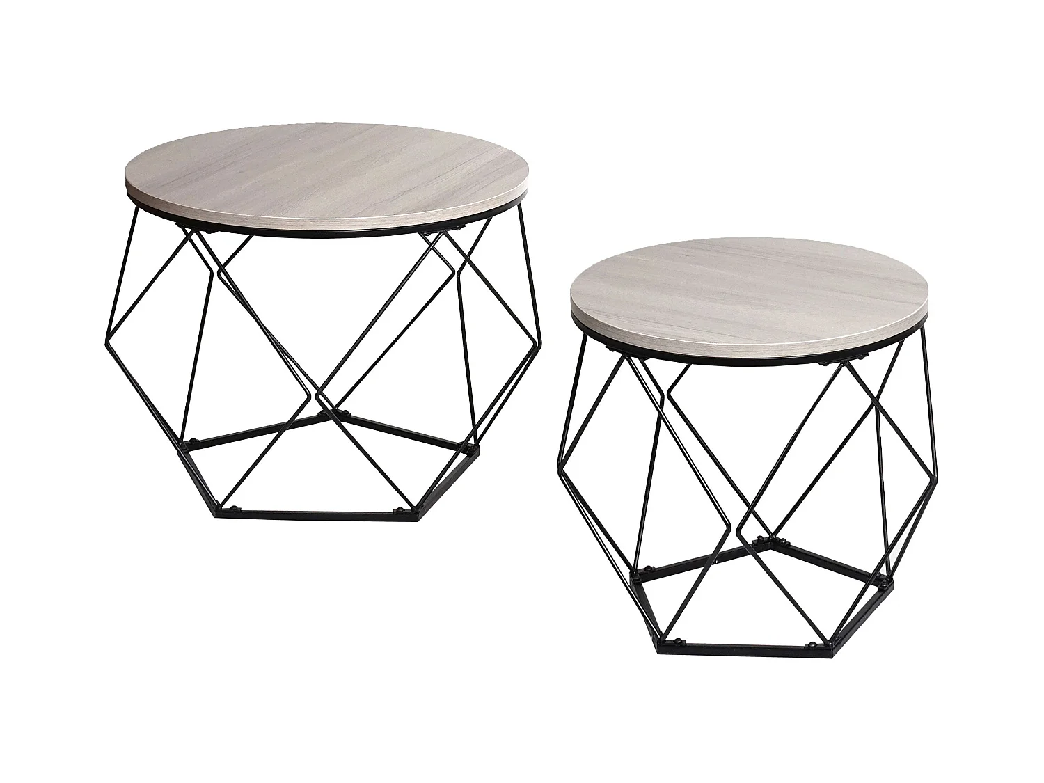 Ensemble de deux tables métal beige 56 x 16 x 56 cm 04_0006763
