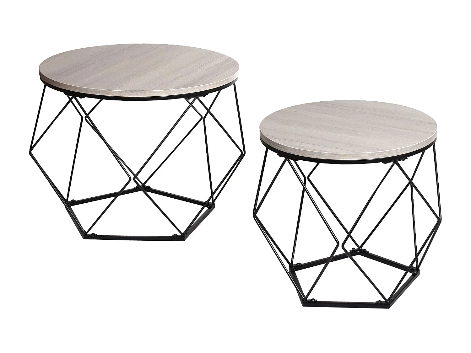Ensemble de deux tables métal beige 56 x 16 x 56 cm 04_0006763