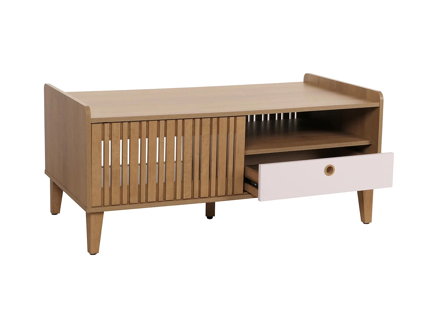 Table basse 2 compartiments bois blanche 114 x 59 x 52 cm 04_0008454