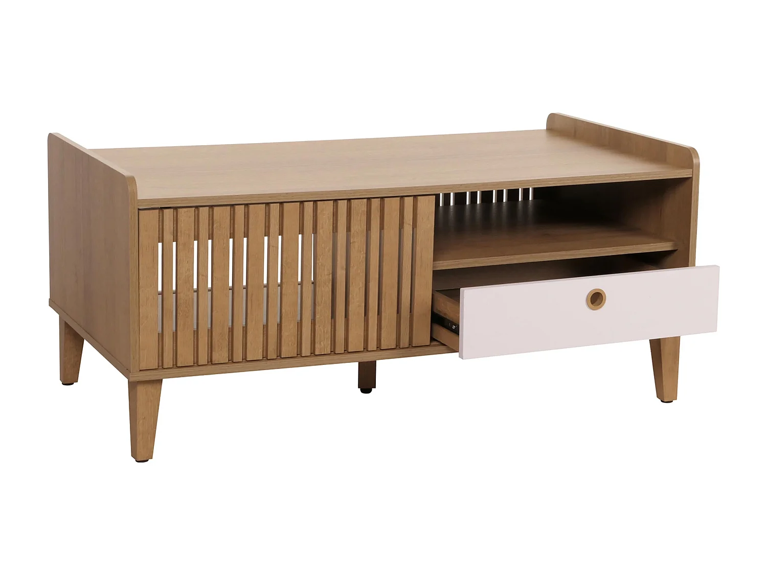 Table basse 2 compartiments bois blanche 114 x 59 x 52 cm 04_0008454