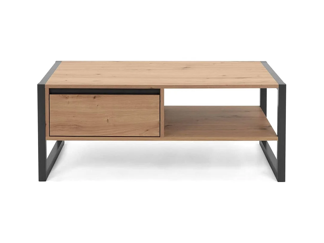 Table basse 1 tiroir effet bois beige 100 x 55 x 40 cm DEC031280