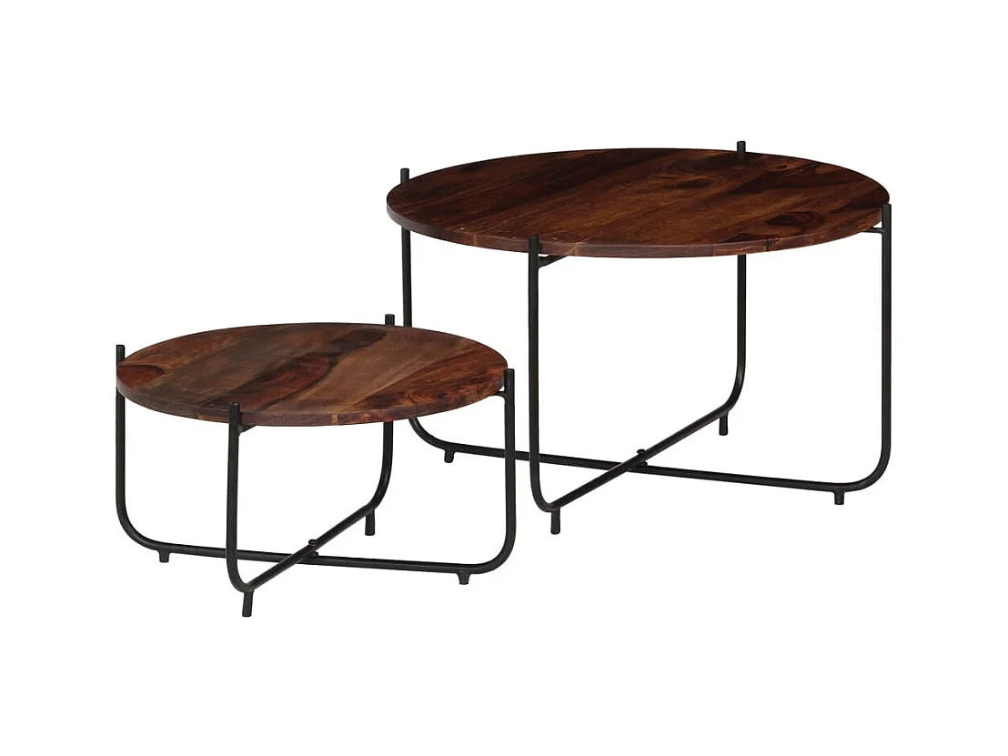 Ensemble de deux table marron 60 x 60 x 35 cm DEC031240