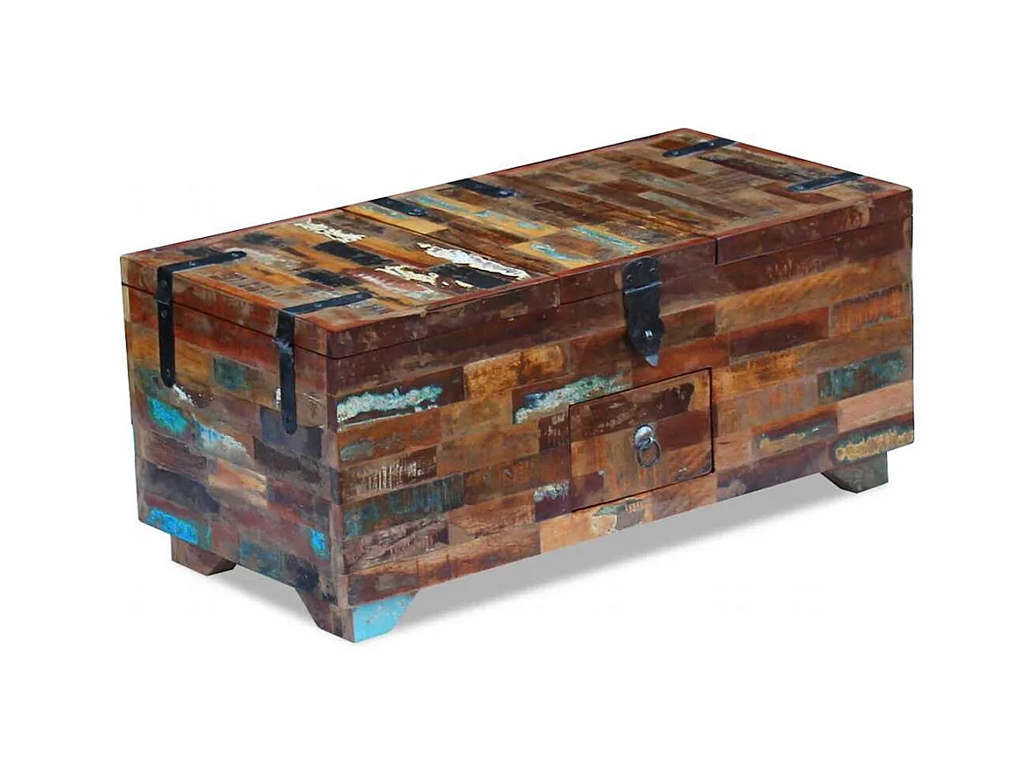 Coffre table basse en bois marron 80 x 40 x 35 cm DEC031229