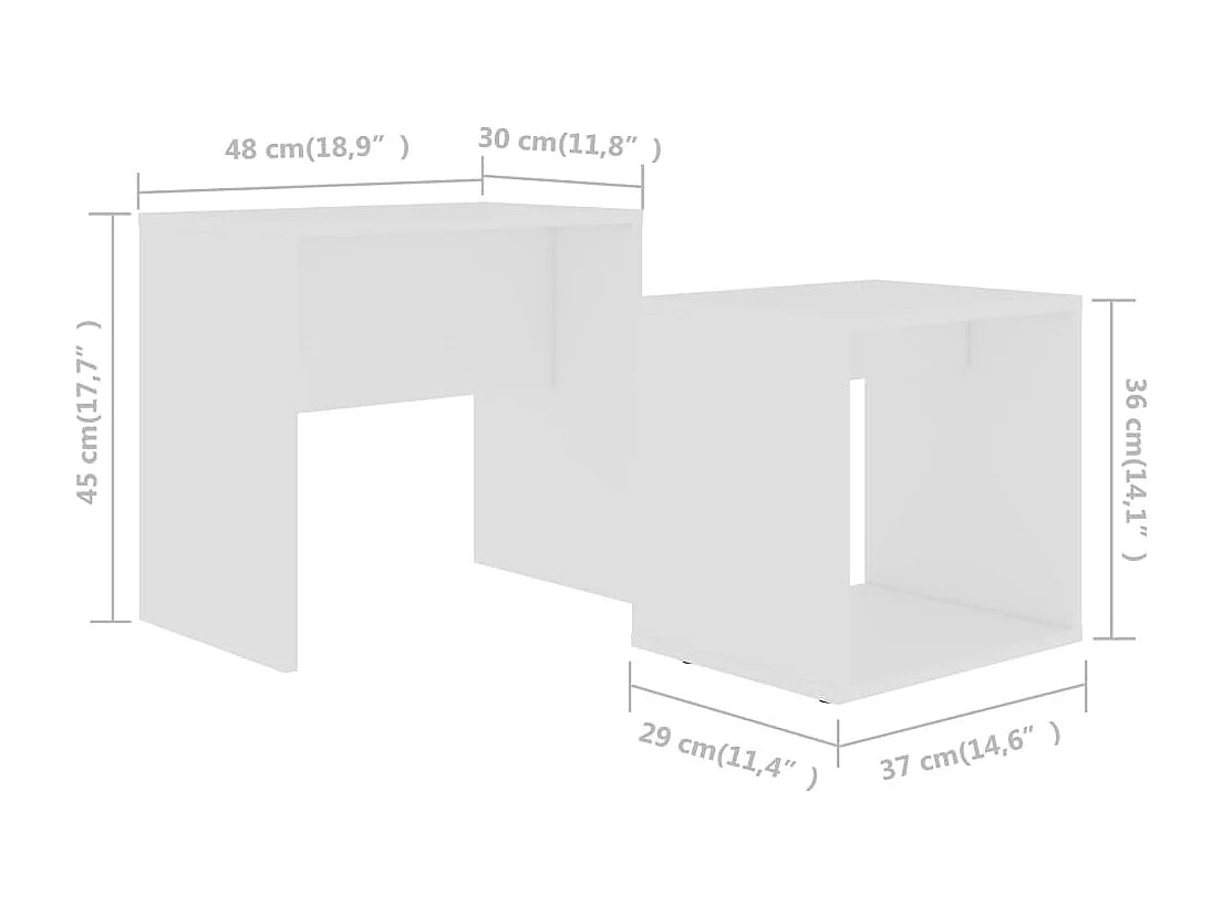 Ensemble de deux table bois blanche 48 x 30 x 45 cm DEC031246