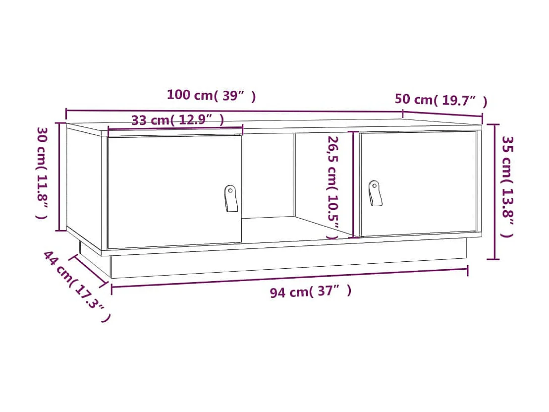 Table basse avec compartiments bois marron 100 x 50 x 35 cm DEC031281